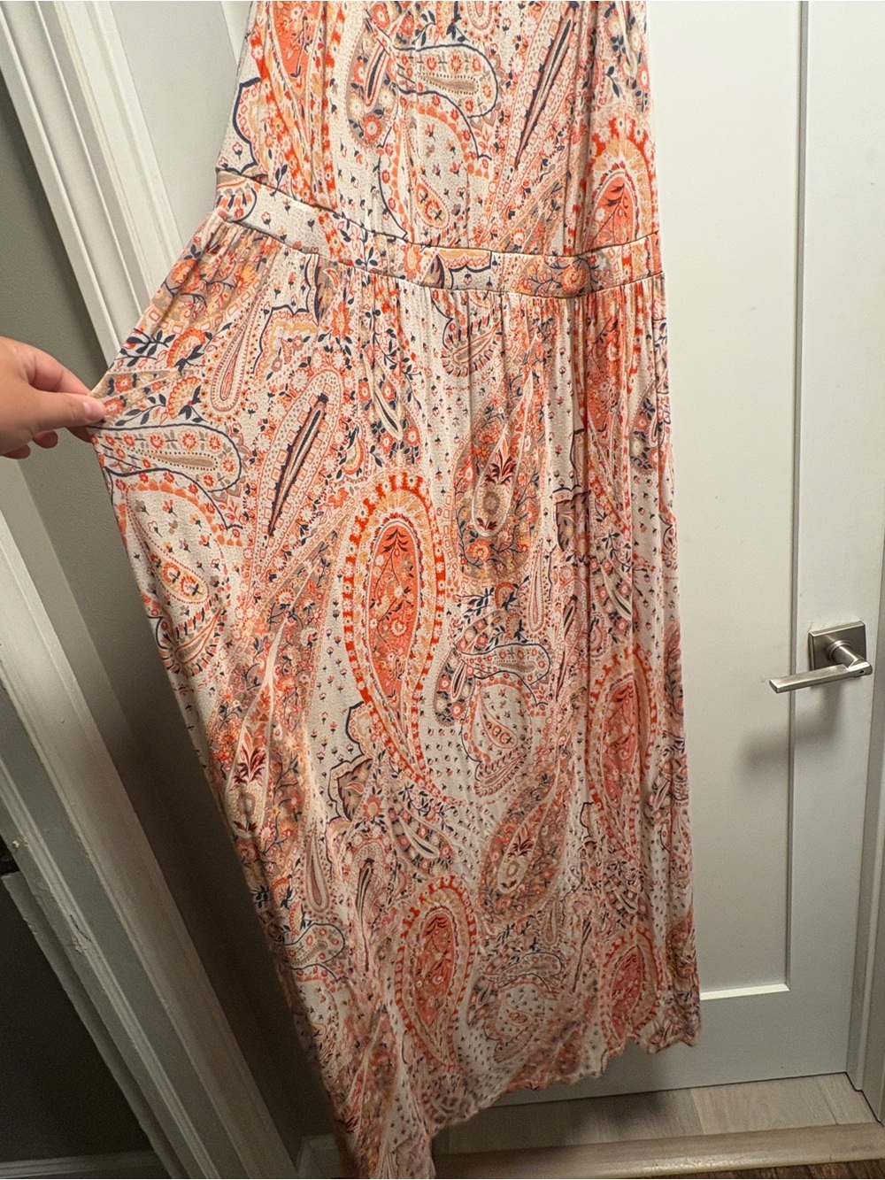 Old Navy Cream Maxi dress with orange paisley print